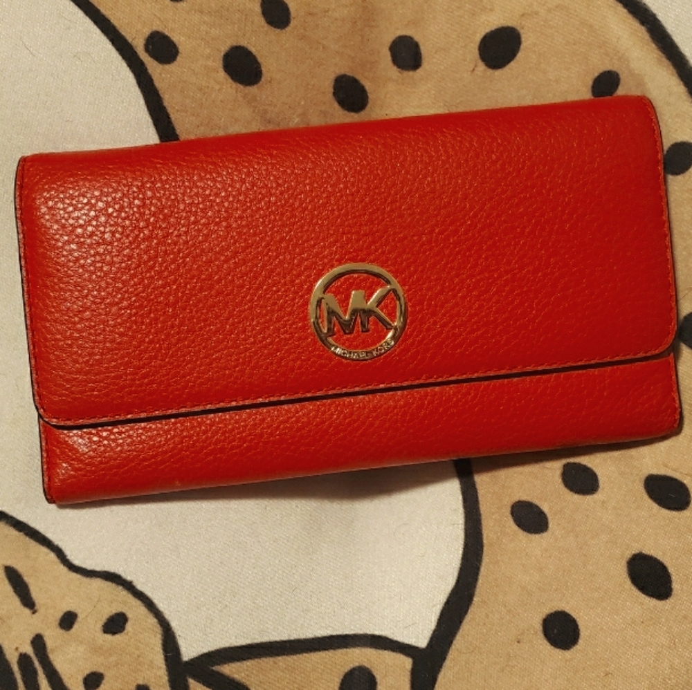 MICHAEL KORS Red Trifold Wallet
